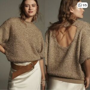 Anthropologie Maeve Violeta Gold Sparkle Top - Sz Medium